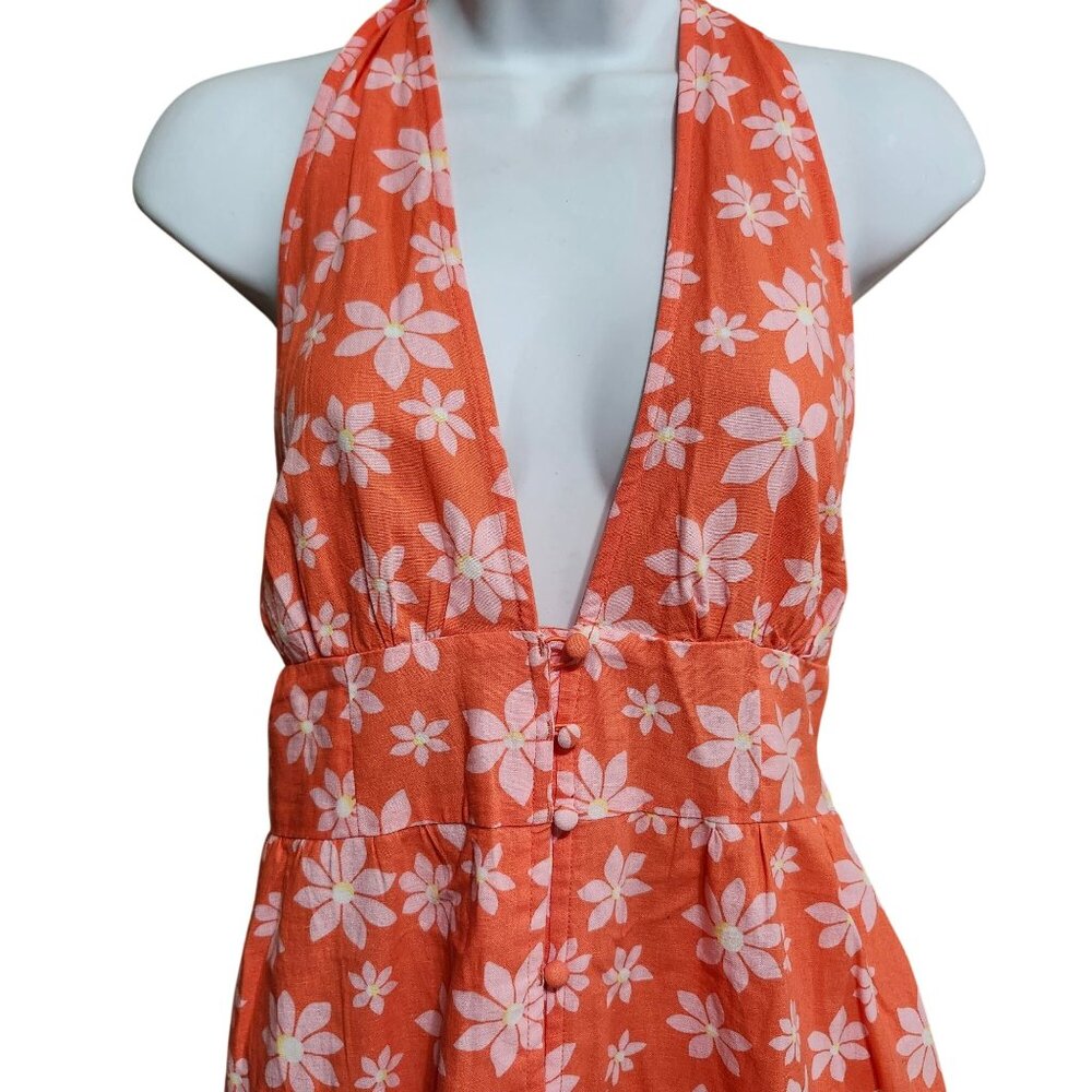 Billabong x Wrangler Women's Large Hung Up Dress Fireside Floral Print  Peach - Picture 8 of 12